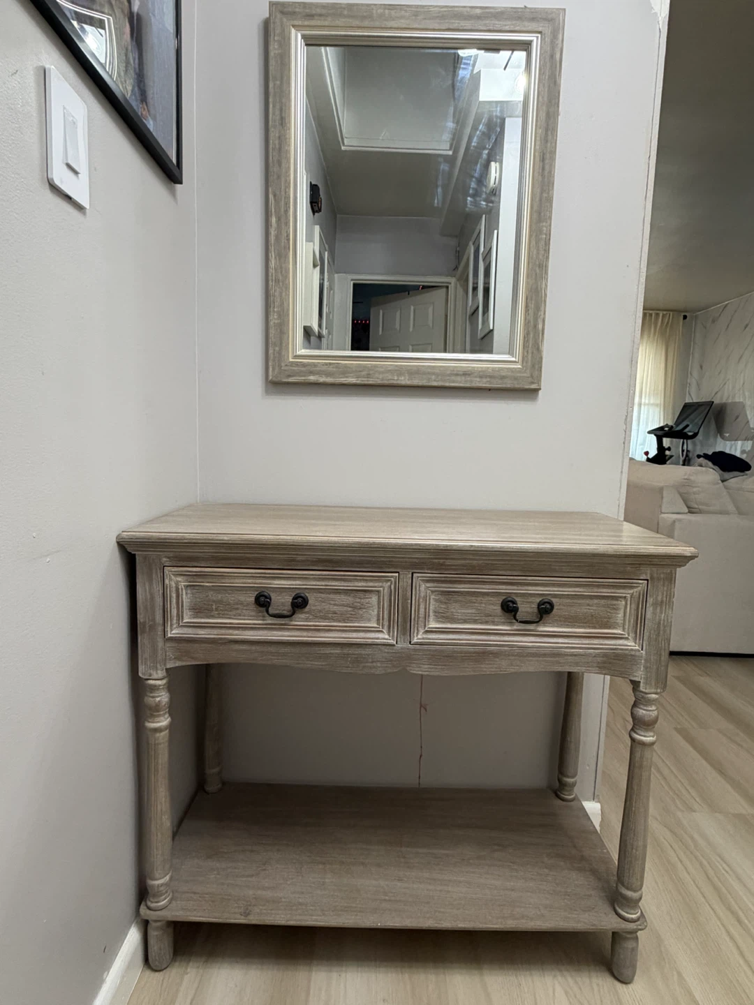 Rustic Wood Console Table and Mirror