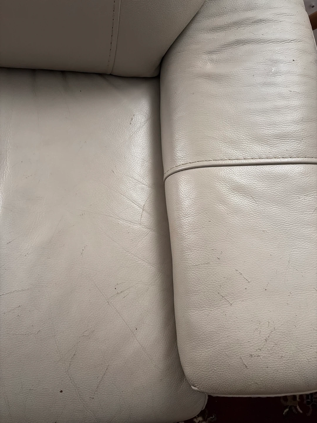 Cream Leather Sofa Set - photo 5
