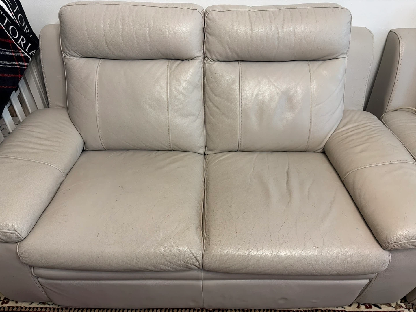 Cream Leather Sofa Set
