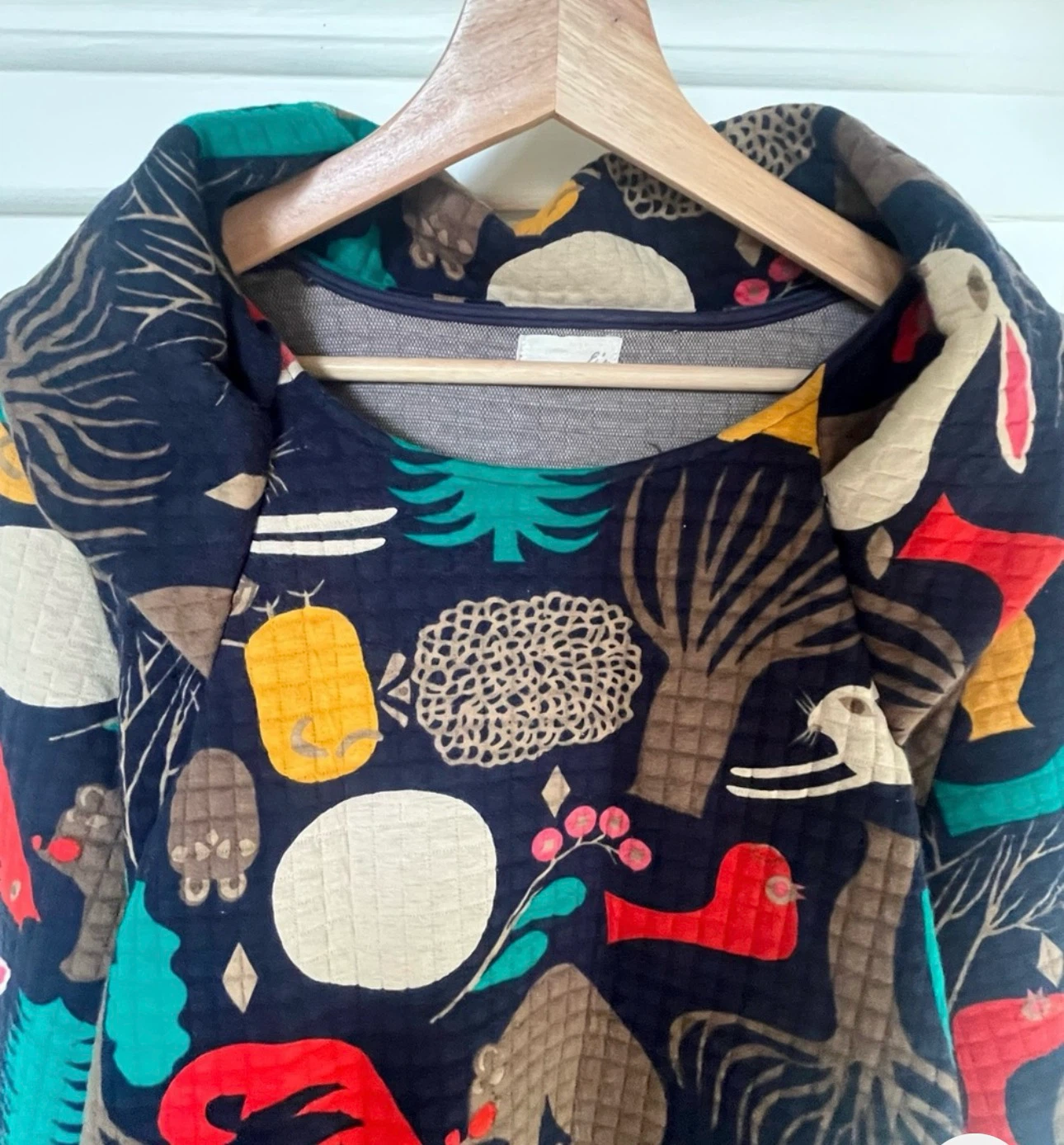 Quilted Forest Animal Print Hooded Sweater - photo 3