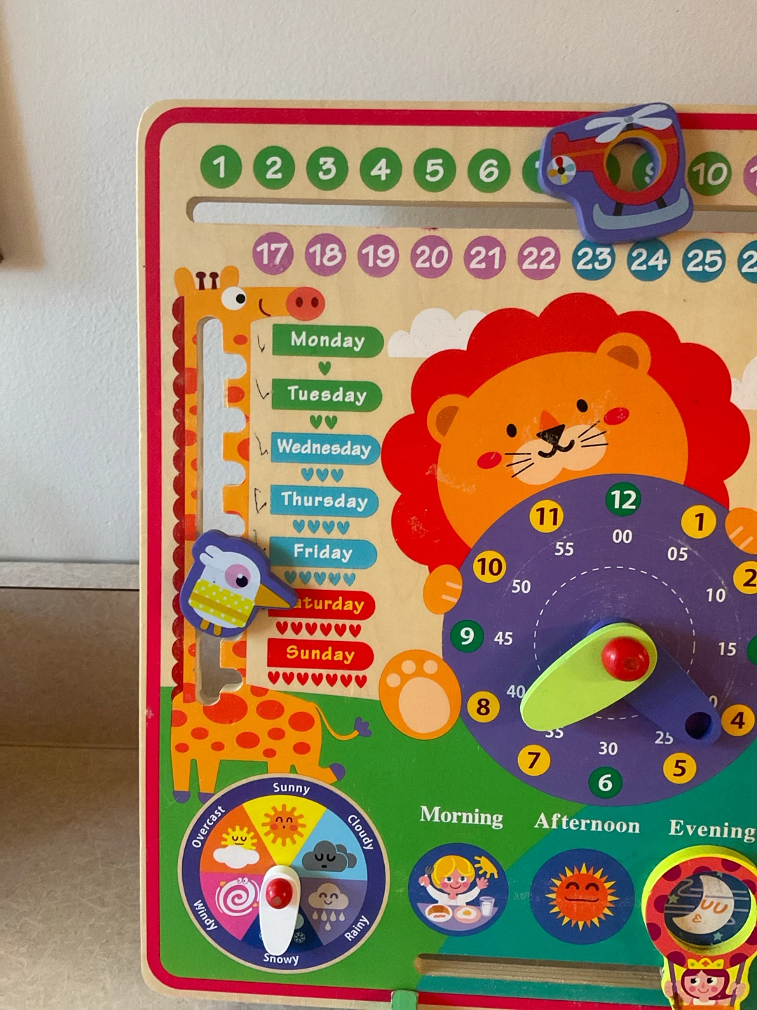 Wooden Kids Educational Learning Calendar Clock - photo 3