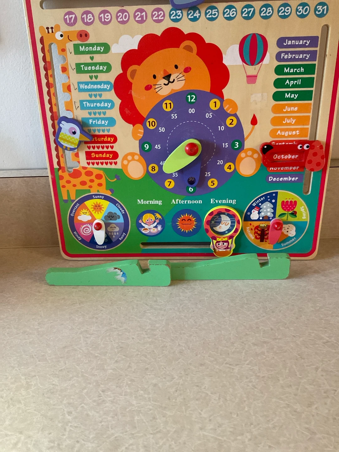 Wooden Kids Educational Learning Calendar Clock - photo 4