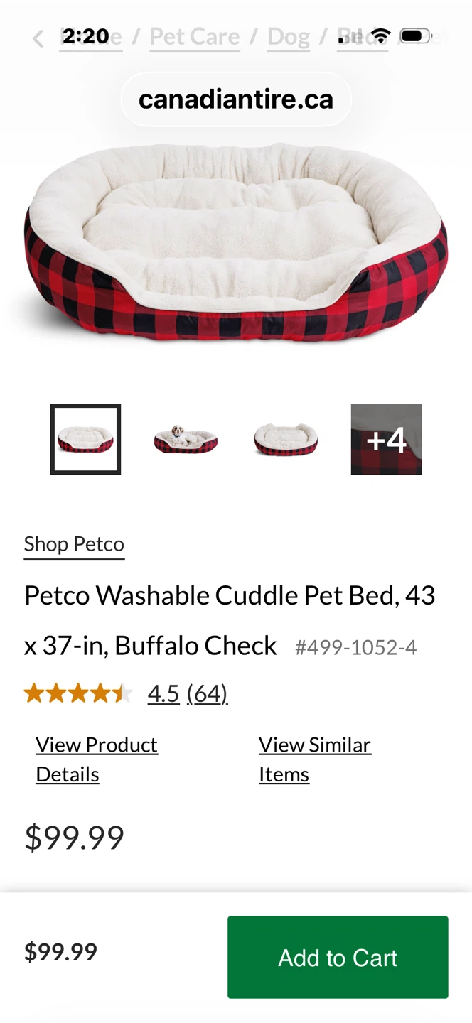 Petco Washable Cuddle Pet Bed - Buffalo Check - photo 2