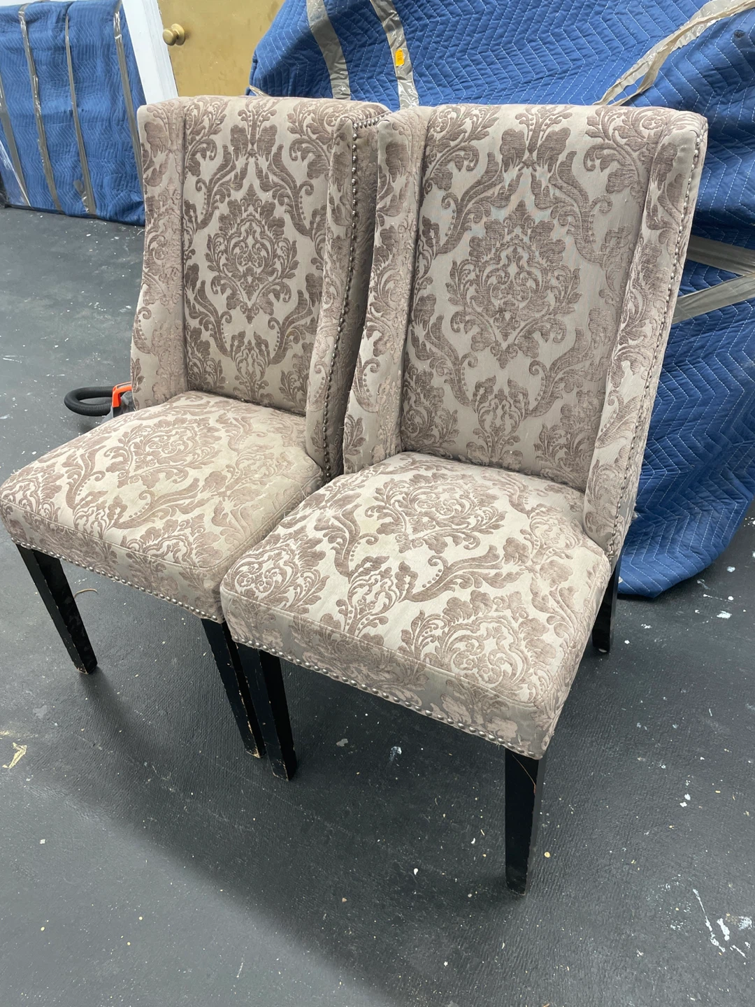 Set of 2 Damask Upholstered Dining Chairs - photo 3