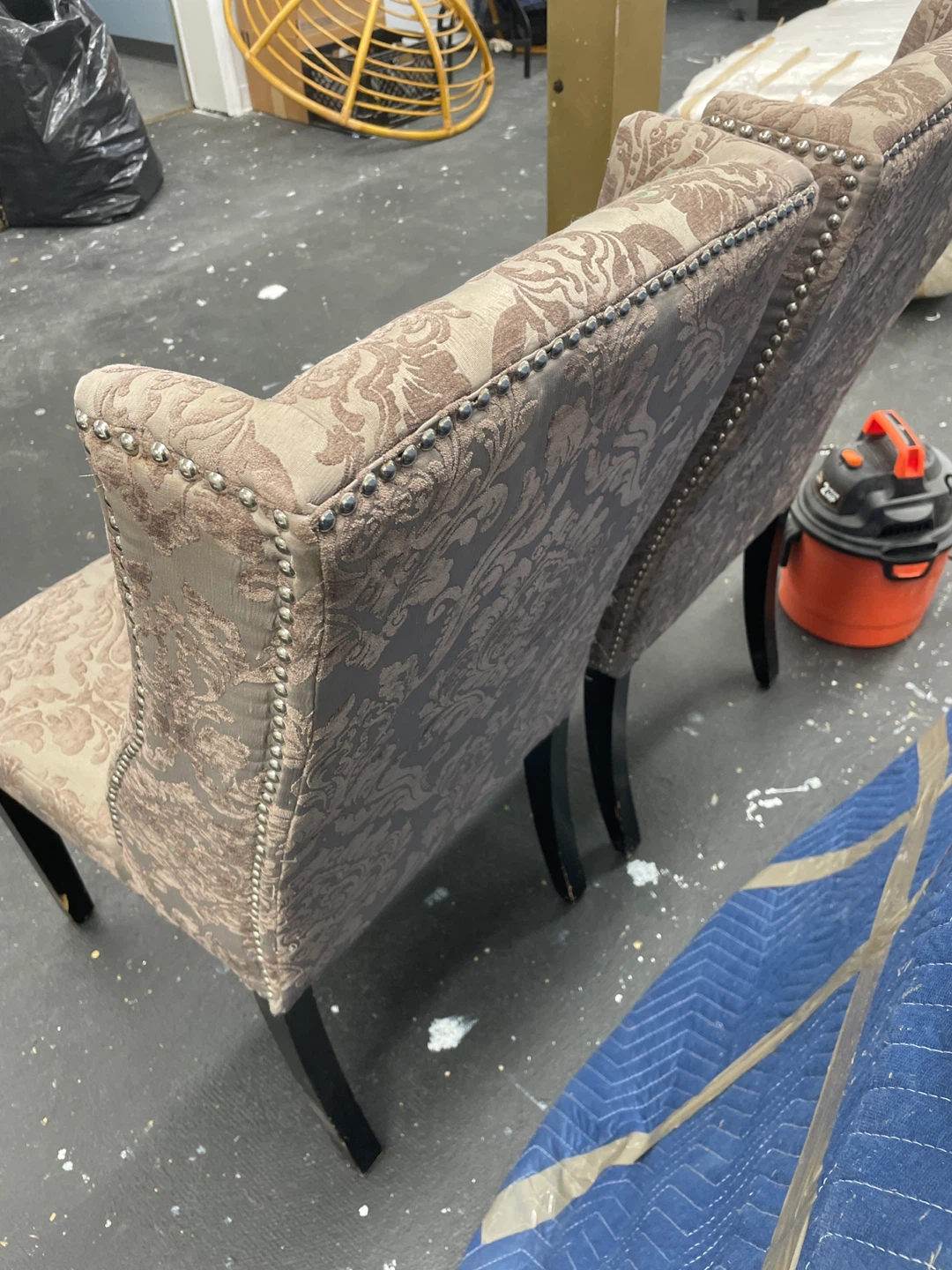 Set of 2 Damask Upholstered Dining Chairs - photo 4
