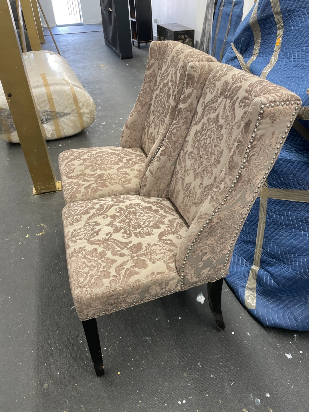 Set of 2 Damask Upholstered Dining Chairs - photo 5