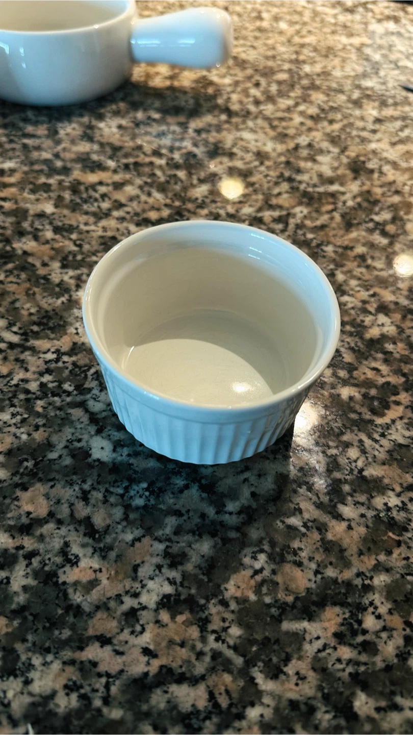 Set of White Ceramic Ramekins and Handled Bowls - photo 3