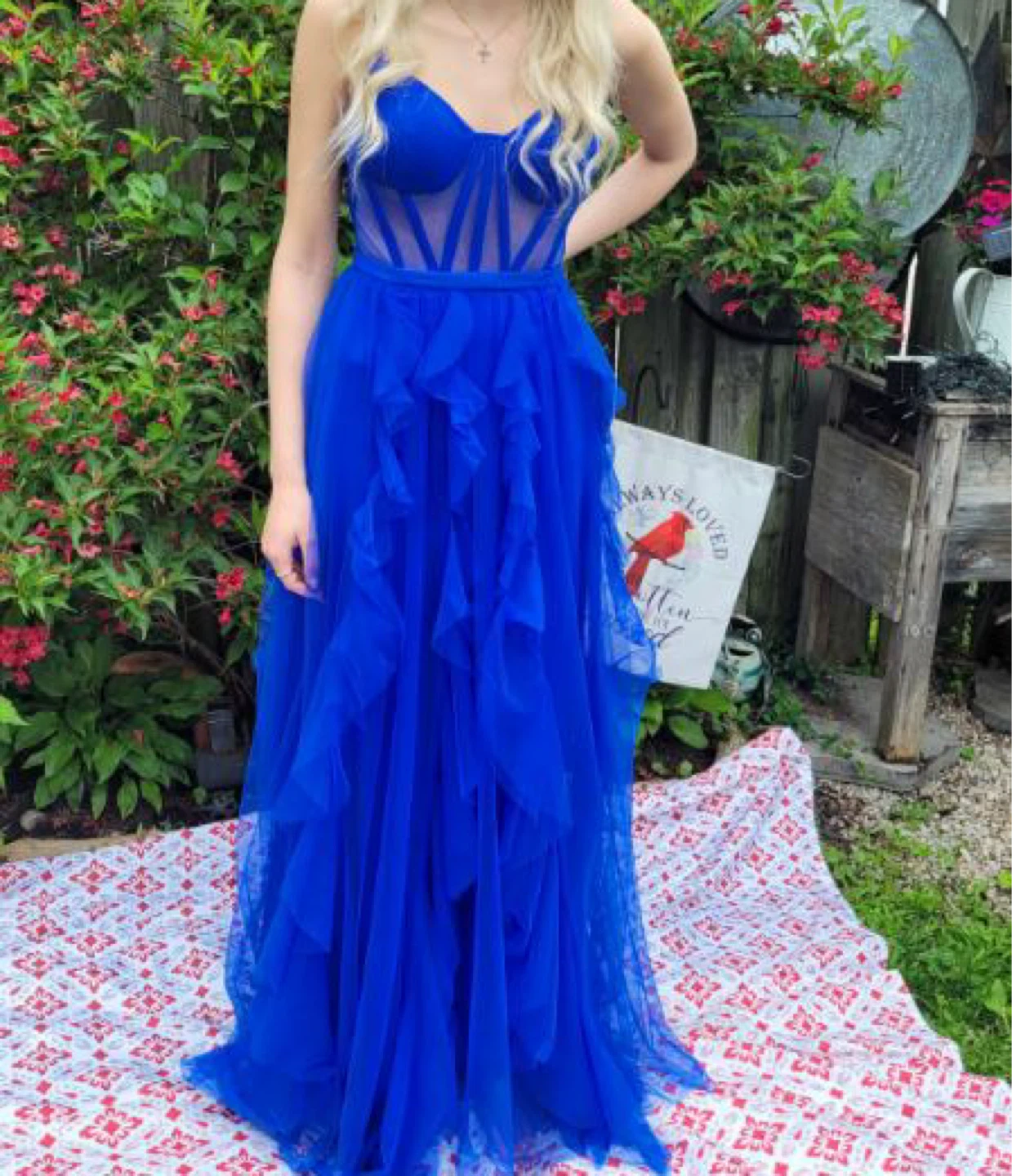 Royal Blue Tulle Corset Gown