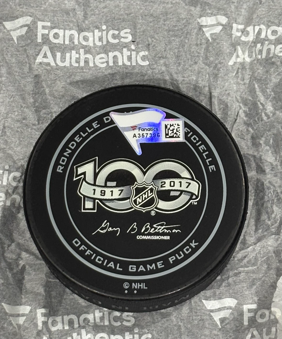 Patrik Laine Autographed NHL Centennial Puck with COA - photo 2