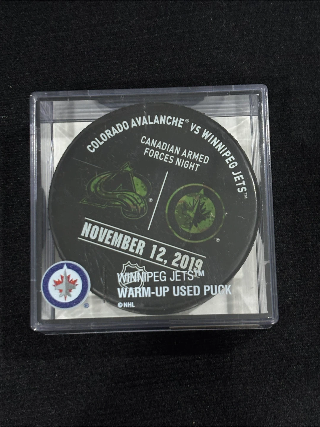 Winnipeg Jets Warm-Up Used Puck - Nov 12, 2019