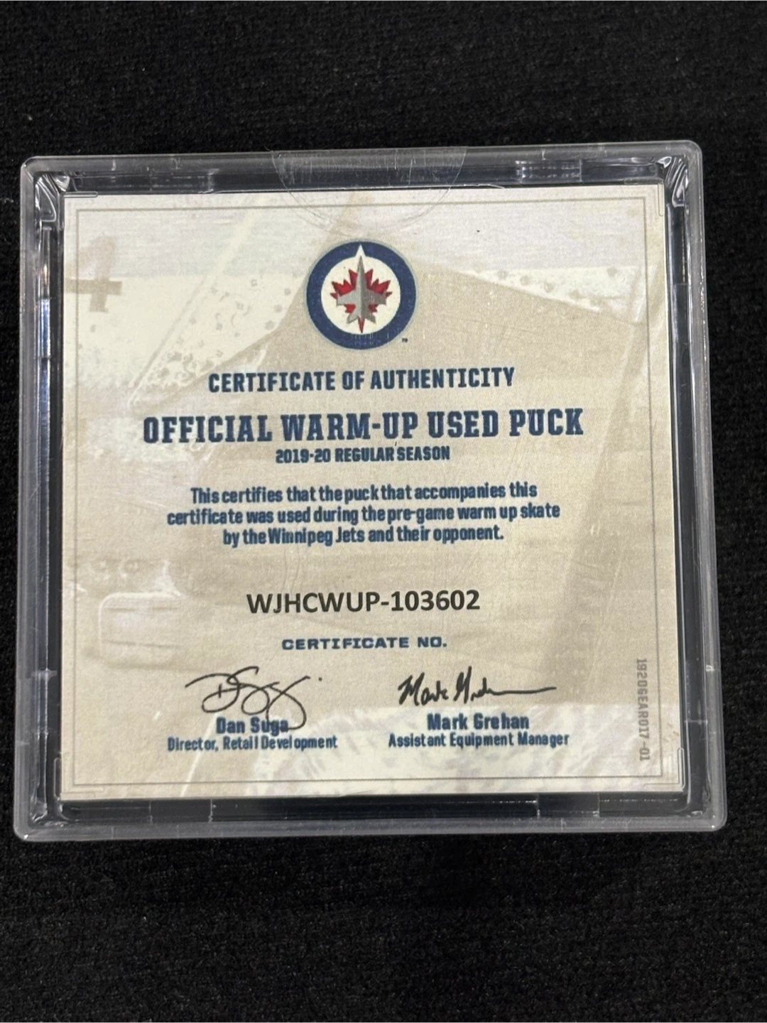 Winnipeg Jets Warm-Up Used Puck - Nov 12, 2019 - photo 2