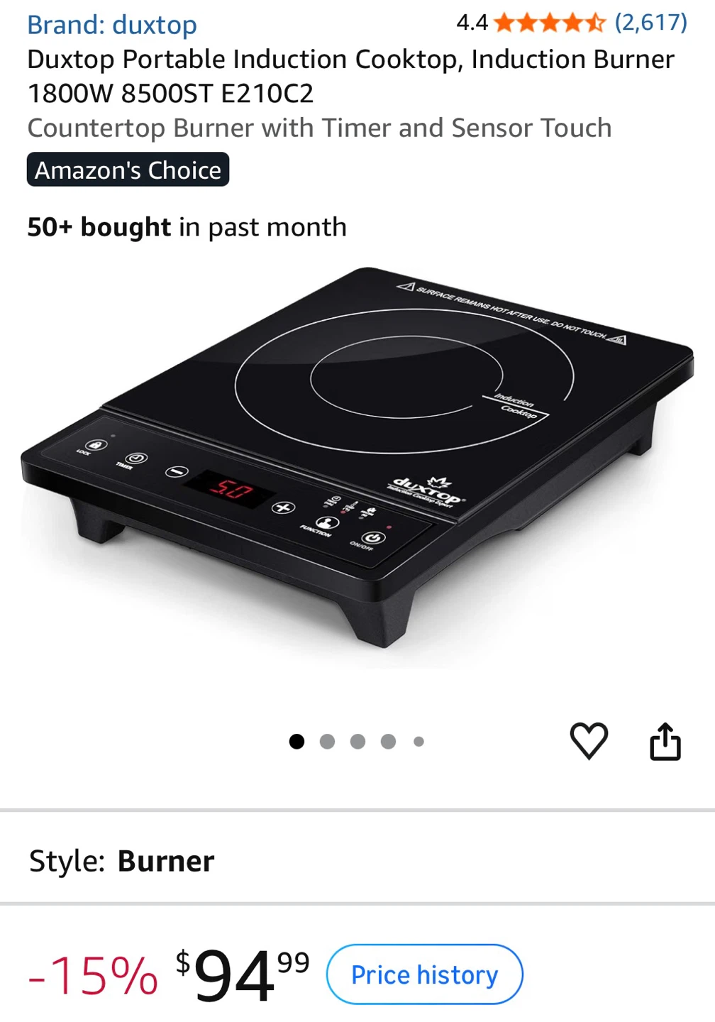 Duxtop Portable Induction Cooktop Model E210C2