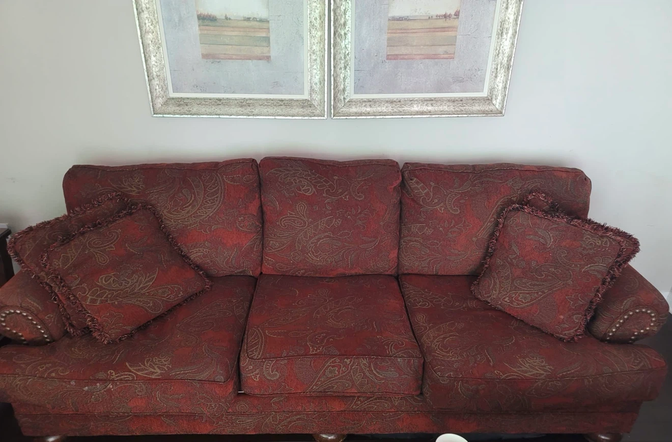 Red Paisley Sofa and Loveseat Set - photo 2