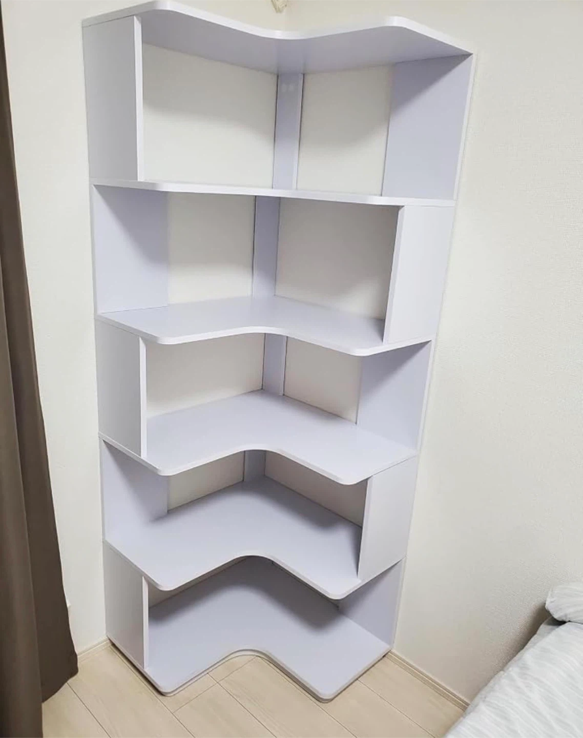 White 5-Tier Corner Bookshelf