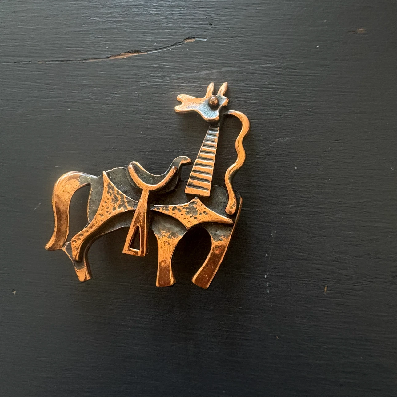Vintage Frank Rebajes Modernist Copper Horse Brooch