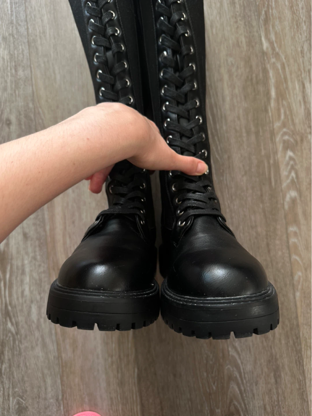 Black Lace-Up Knee-High Boots - photo 3