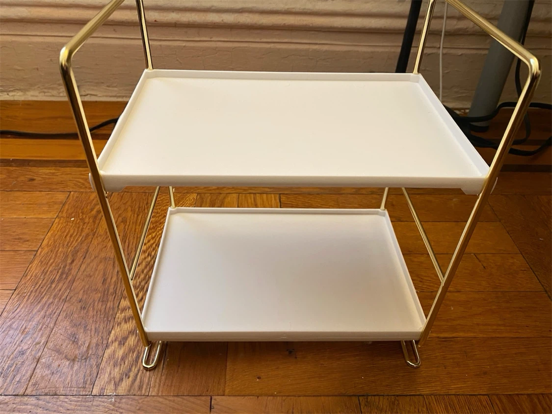 2-Tier Gold & White Vanity Organizer Shelf