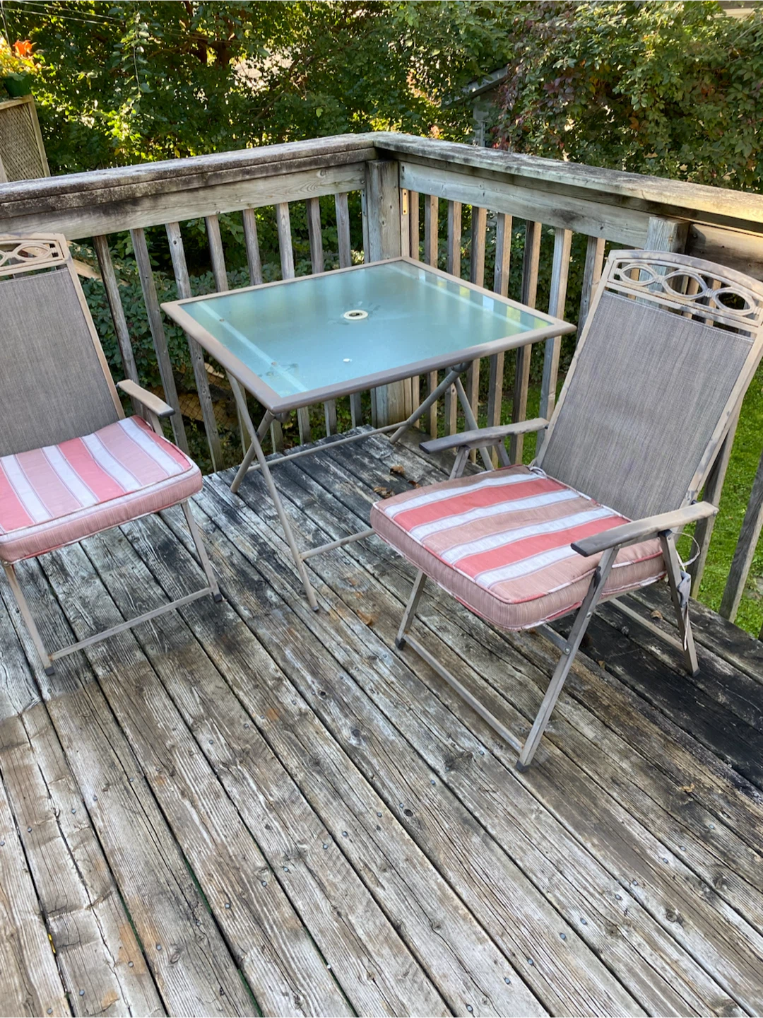 Patio Bistro Set with 2 Chairs and Glass Table