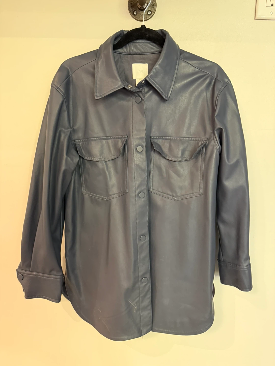 H&M Faux Leather Shirt Jacket - Blue