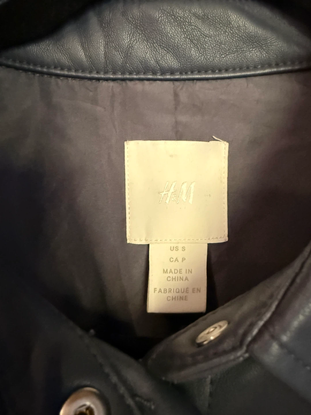 H&M Faux Leather Shirt Jacket - Blue - photo 3