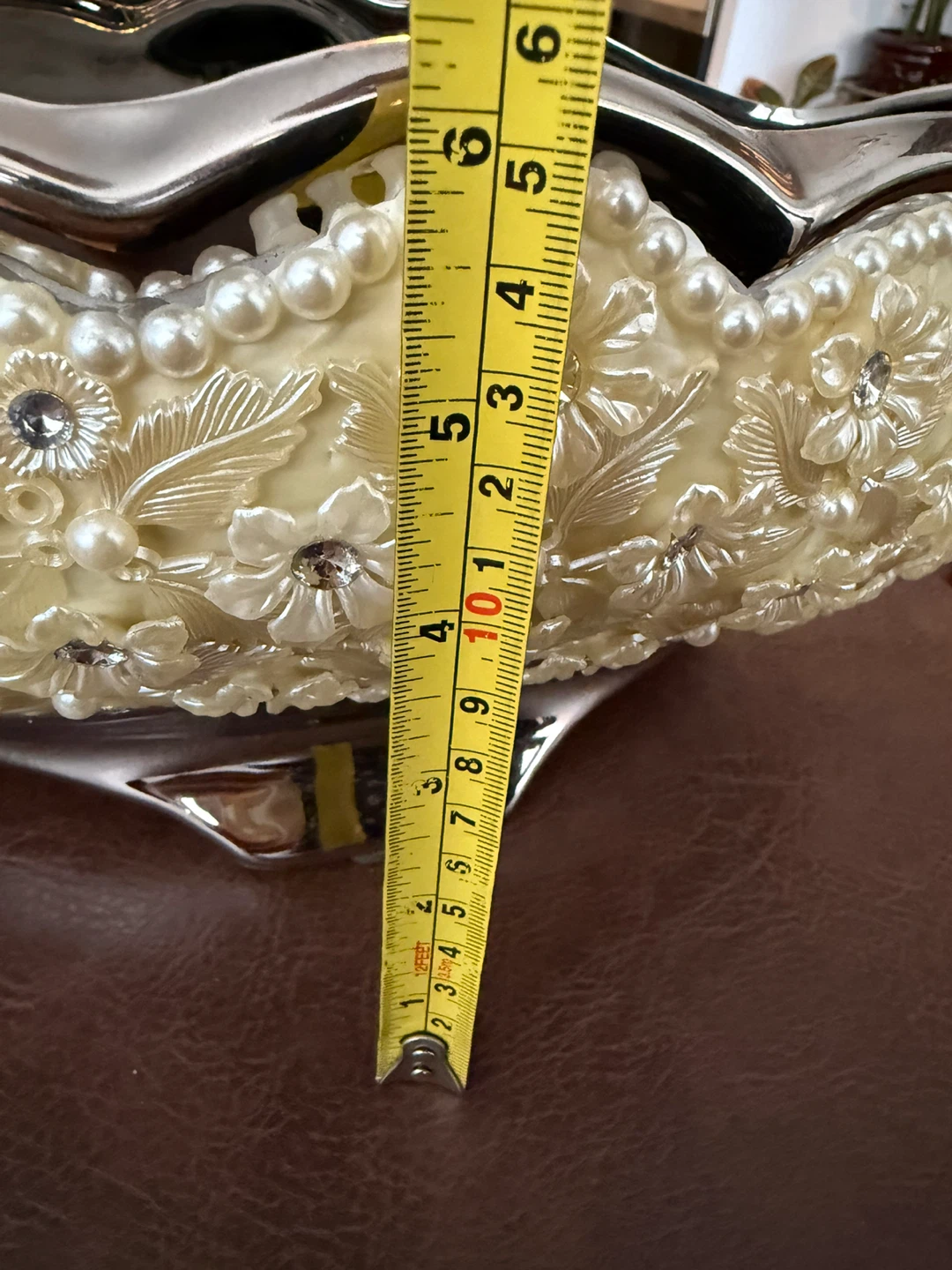 Decorative Silver and Cream Floral Bowl - photo 3
