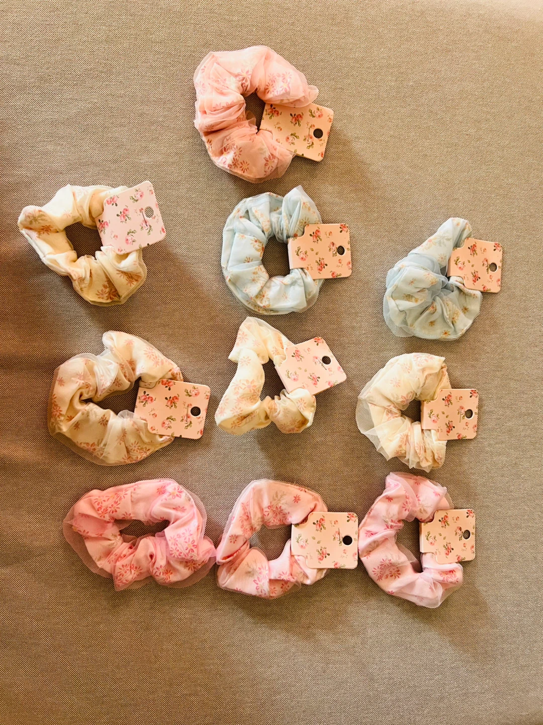 Floral Mesh Hair Scrunchies - 10 Pack - photo 4