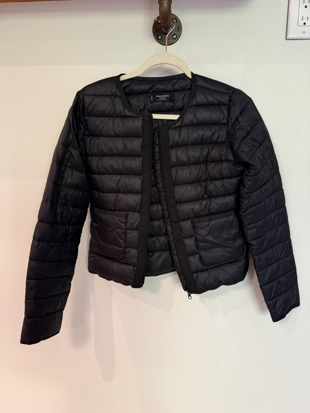 Mango Black Lightweight Puffer Jacket