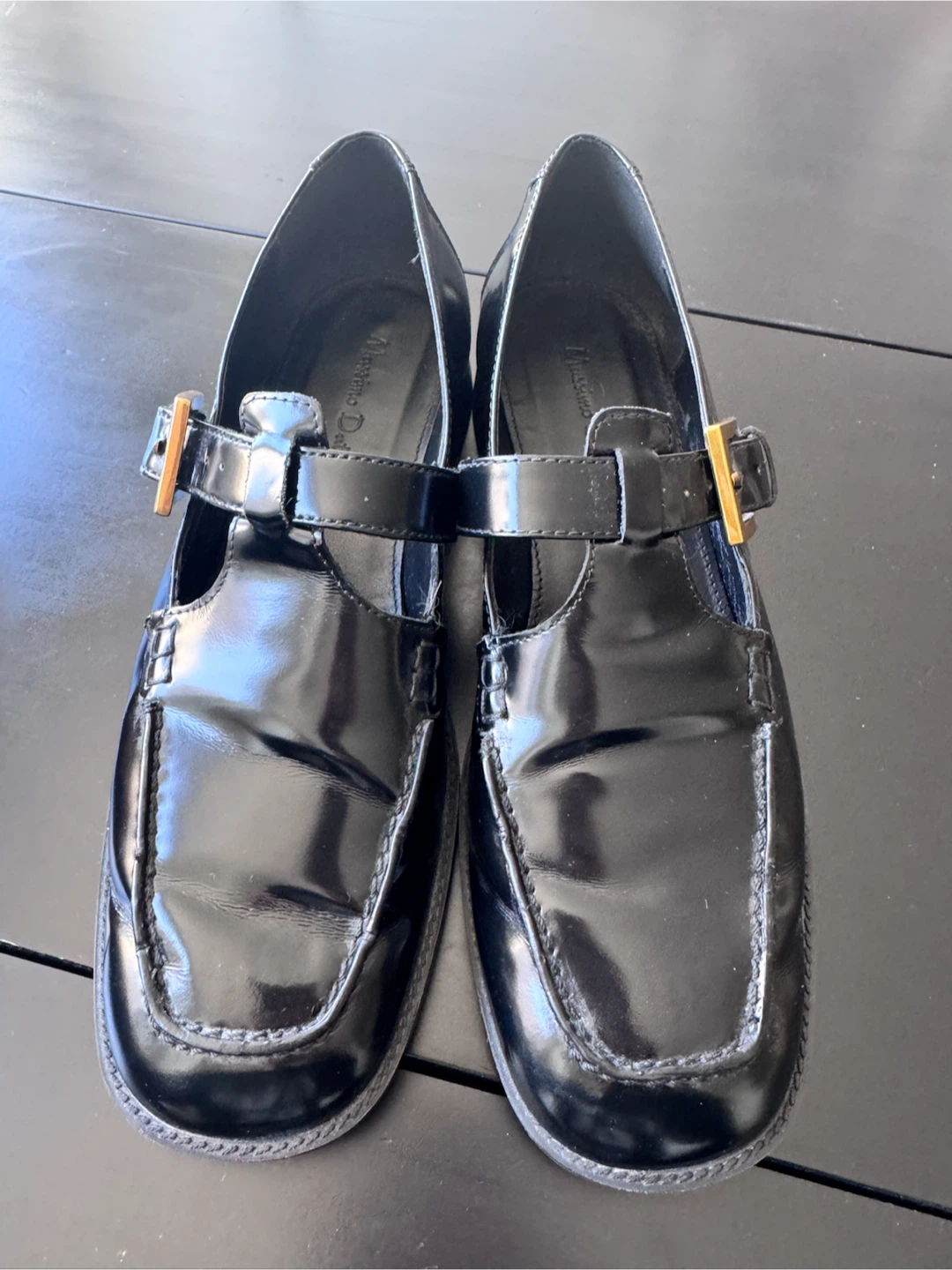 Massimo Dutti black buckle loafers, size 38