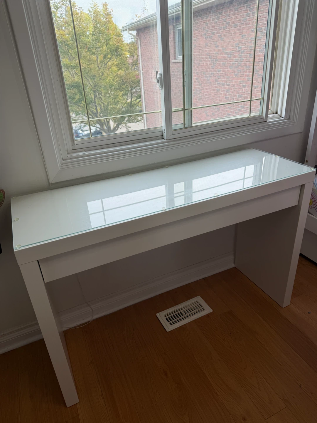 IKEA Malm vanity desk with glass and Custom drawer  felt