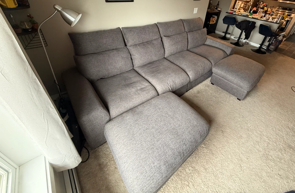 Grey Fabric Sectional Sofa with Ottomans - photo 4