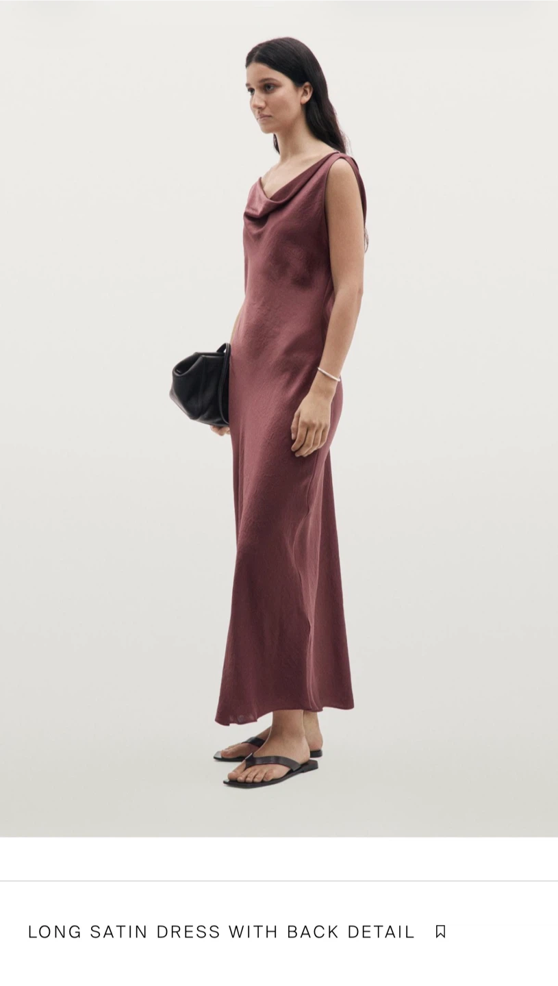 Massimo Dutti  Long Satin Dress with Back Detail