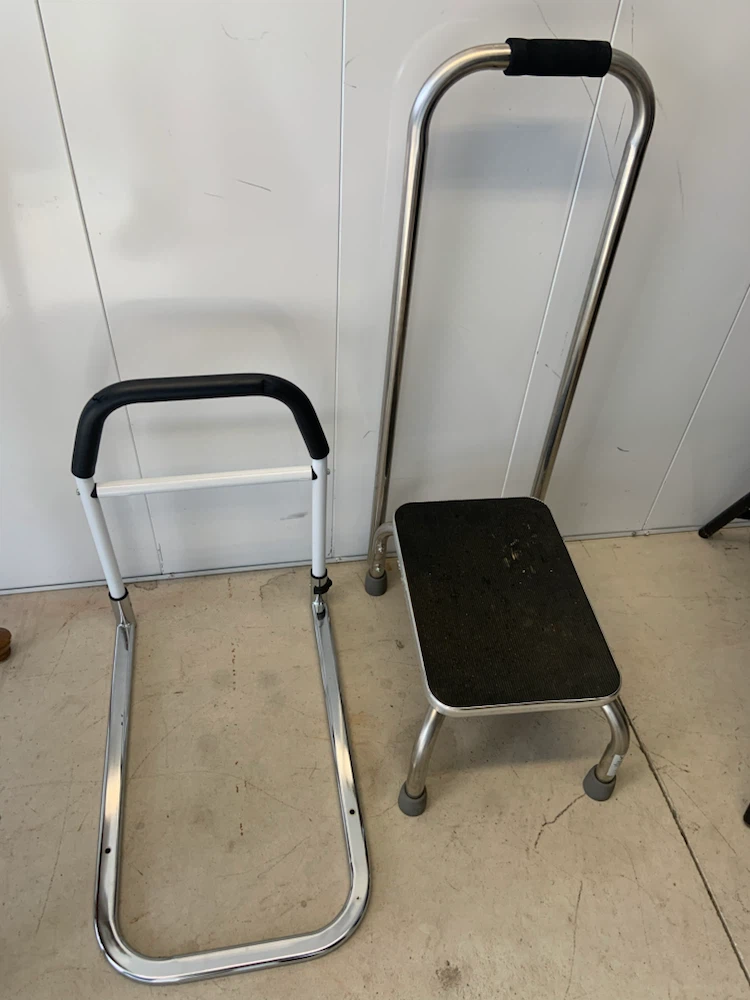 Bed rail and step stool set