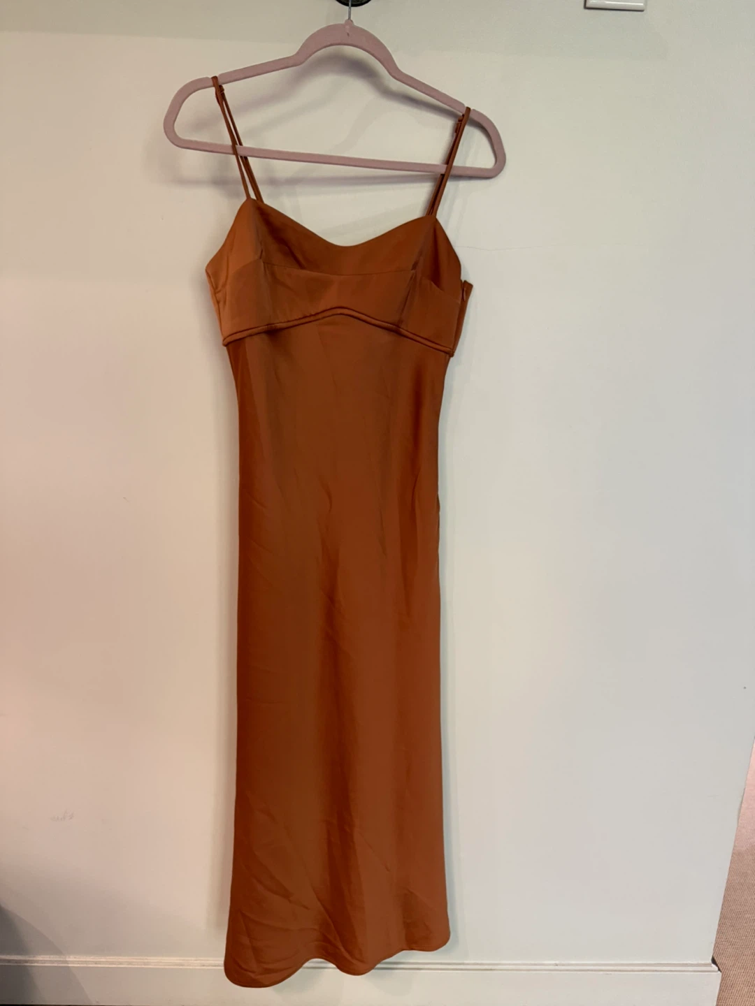 WAYF Rust Midi Slip Dress