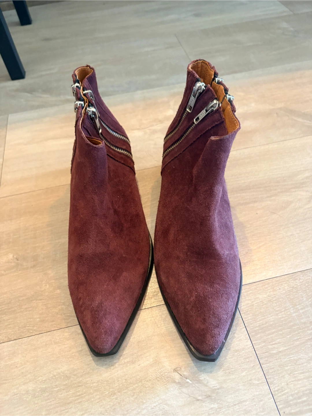 Selected Femme Suede Ankle Boots Burgundy