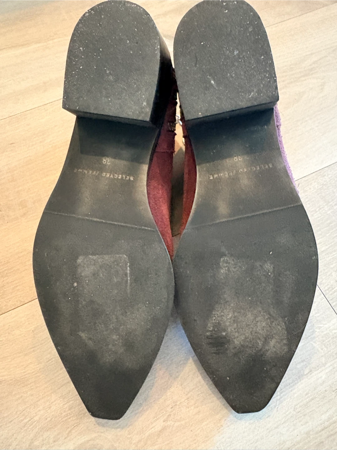 Selected Femme Suede Ankle Boots Burgundy - photo 3