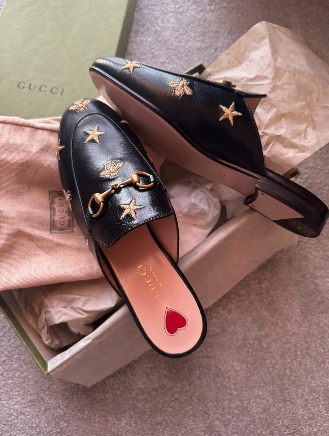 Authentic Gucci Bee and Star Mules - Size 38 - photo 4