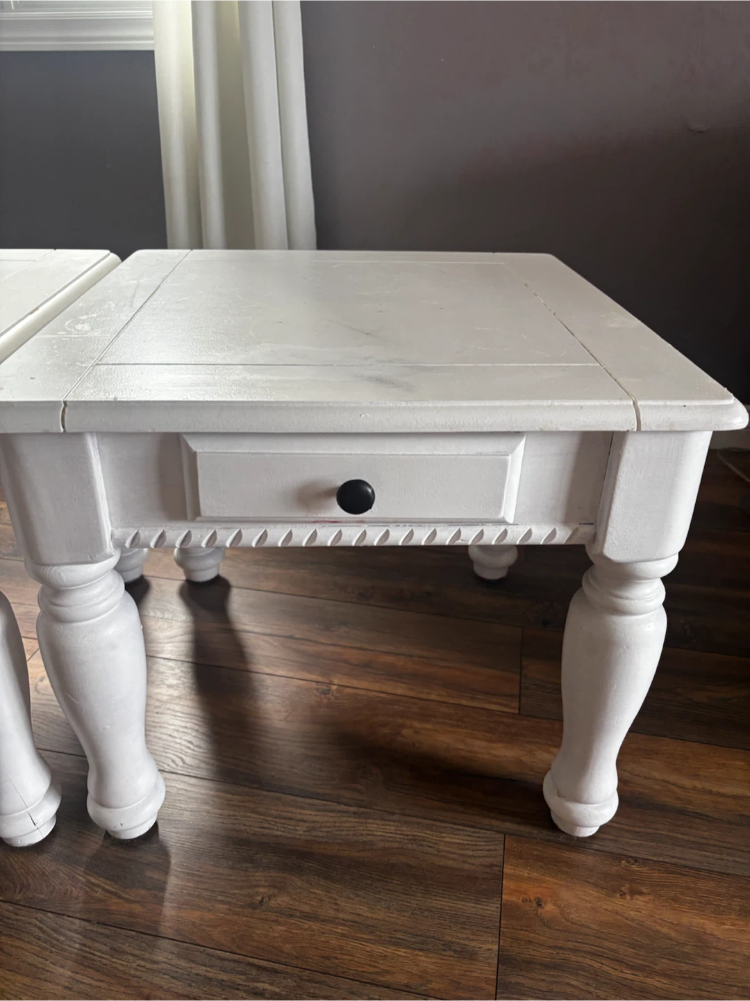 Set of two white side tables with drawers - photo 4