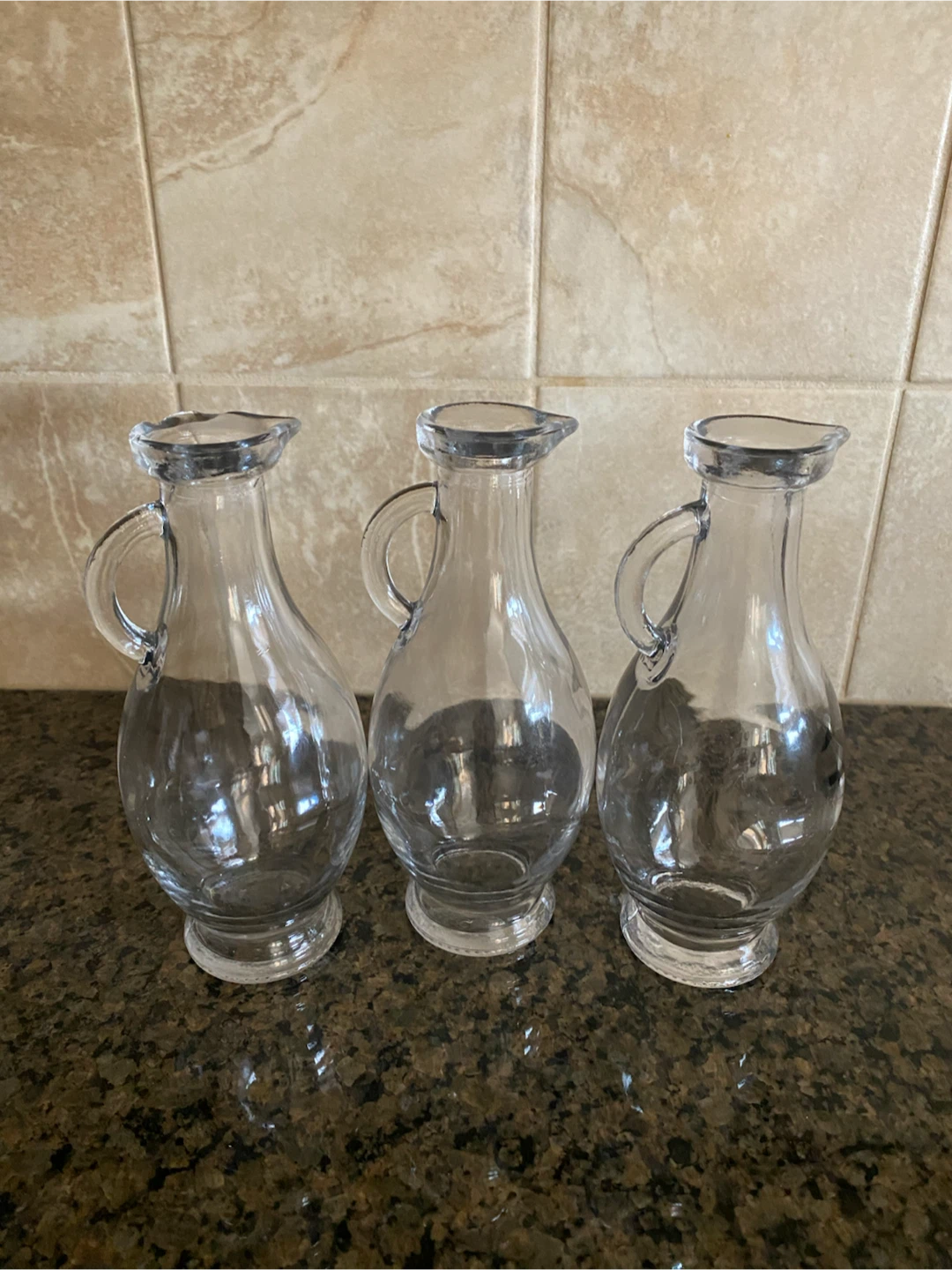 Set of 3 Clear Glass Cruets