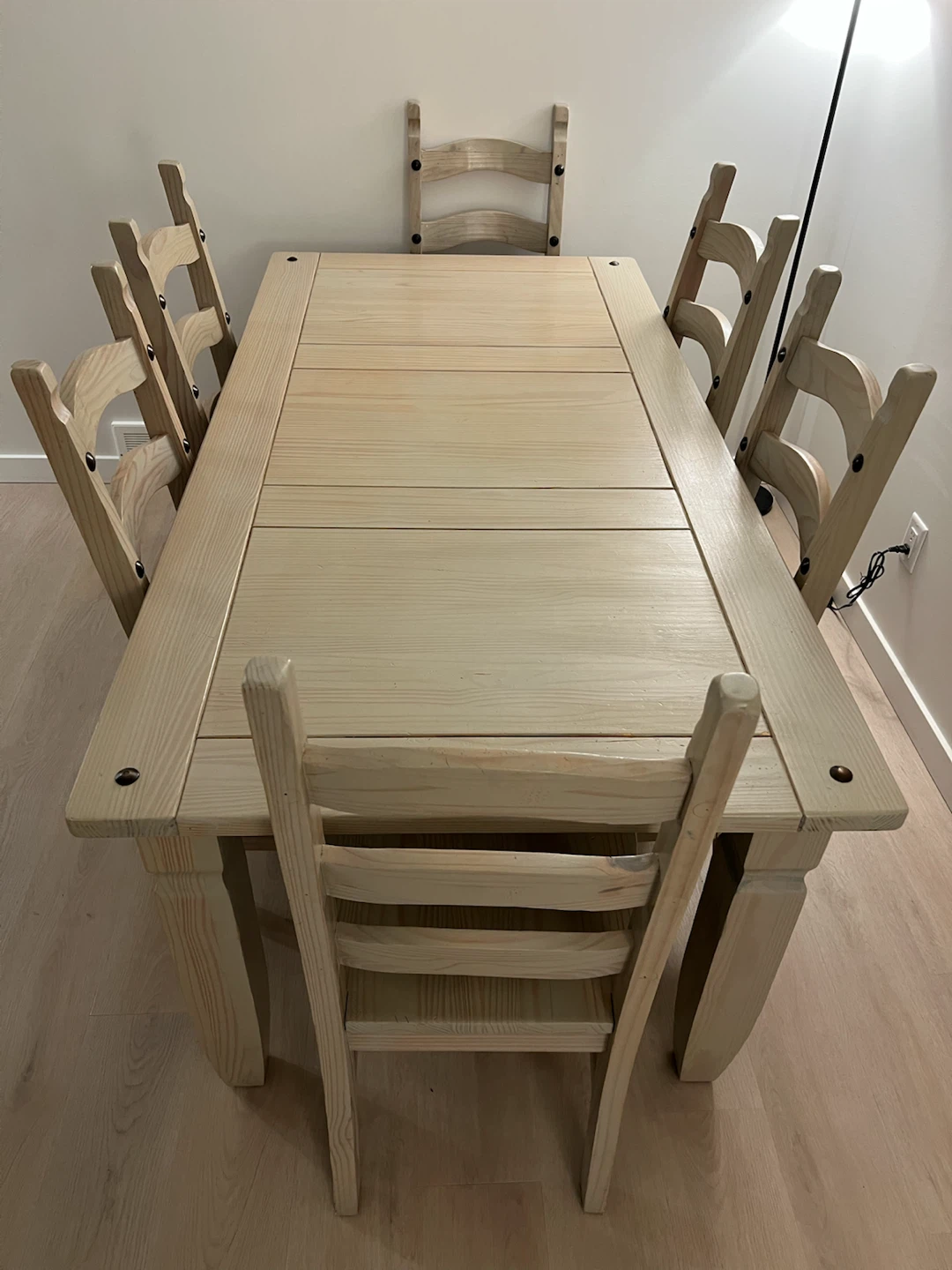 Rustic Pine Dining Table and 6 Chairs Set - photo 2