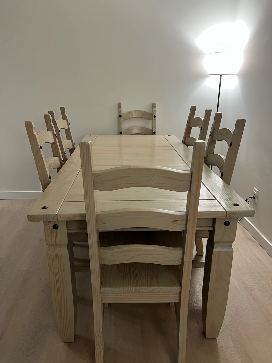 Rustic Pine Dining Table and 6 Chairs Set - photo 3
