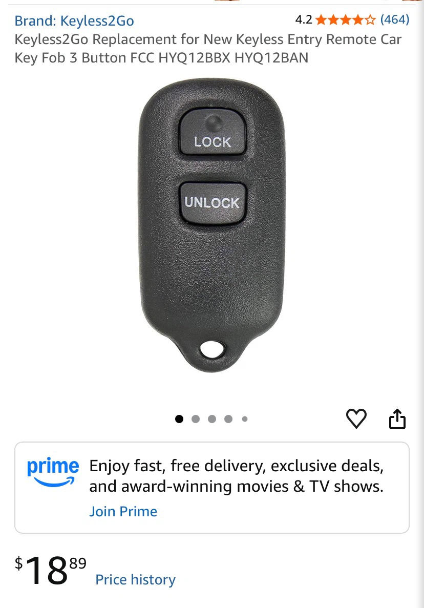 Keyless2Go Toyota Replacement Remote Key Fob - photo 2