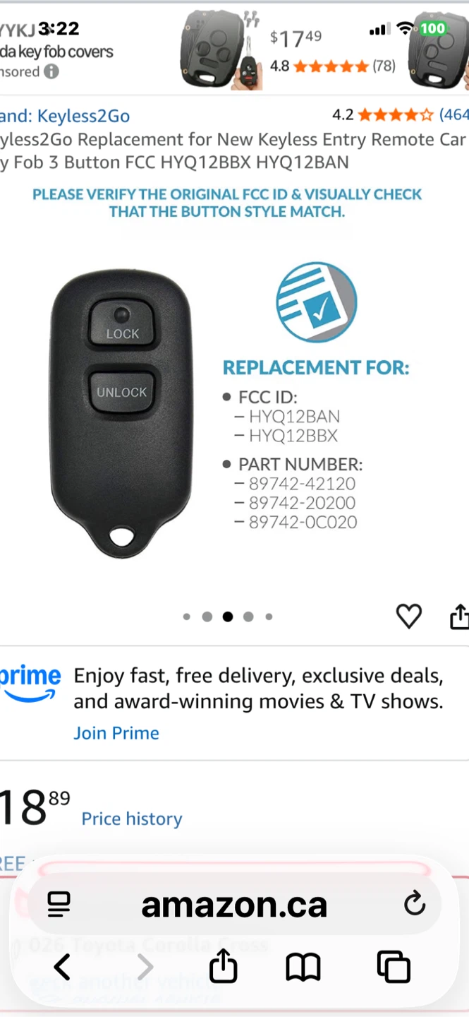 Keyless2Go Toyota Replacement Remote Key Fob - photo 4