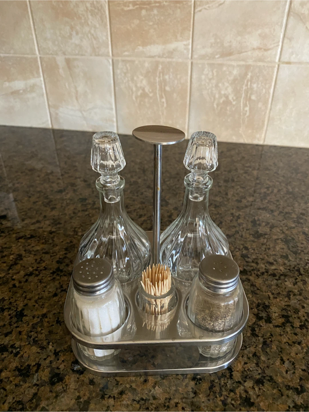 Glass Condiment Serving Set with Caddy - photo 2