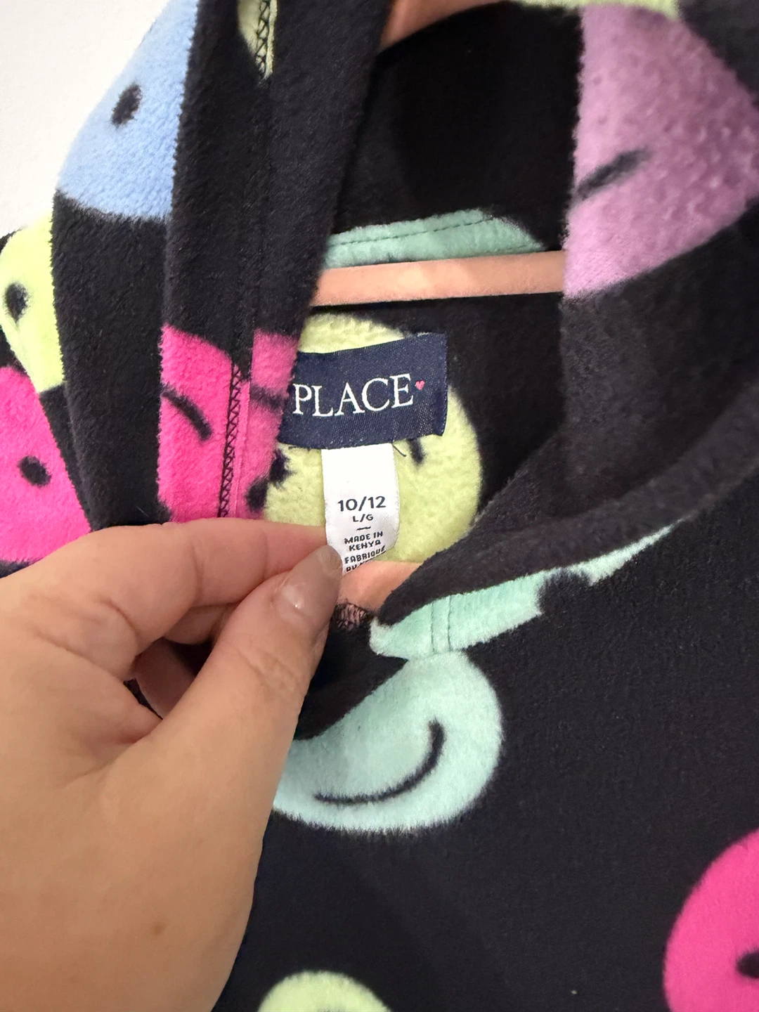 10/12 girls fleece smiley emoji sweater - photo 2