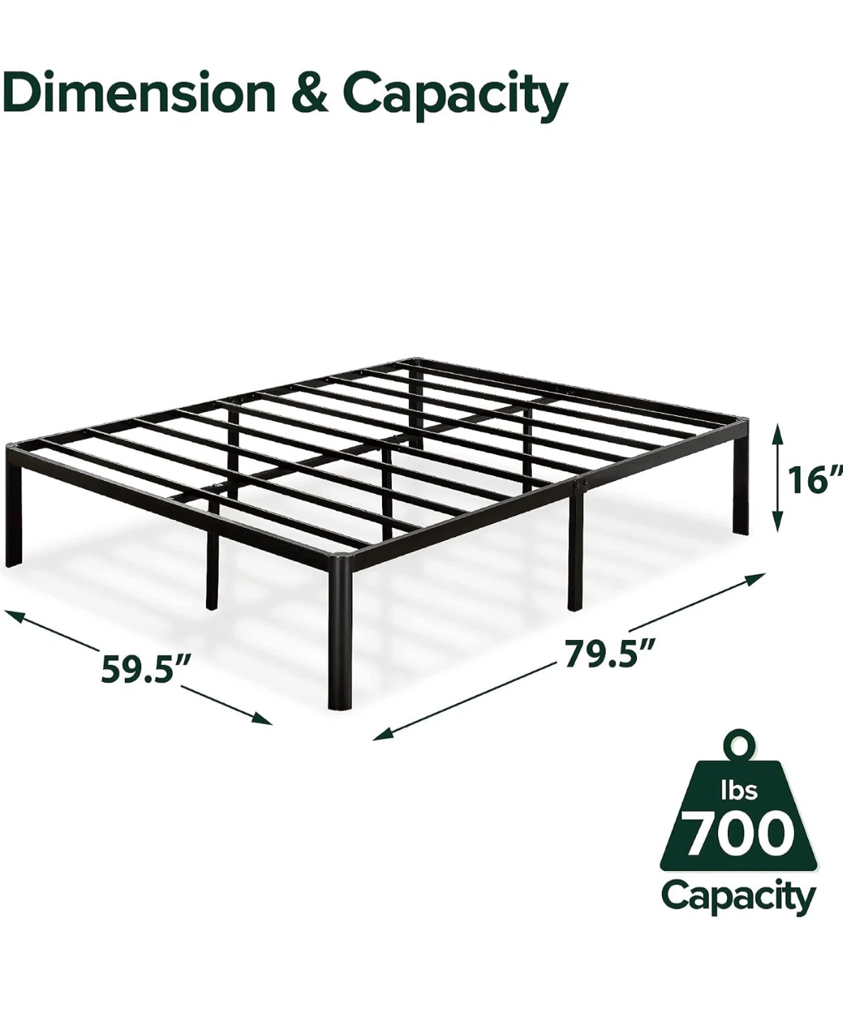 Metal queen bed frame- Underbed storage space - photo 2