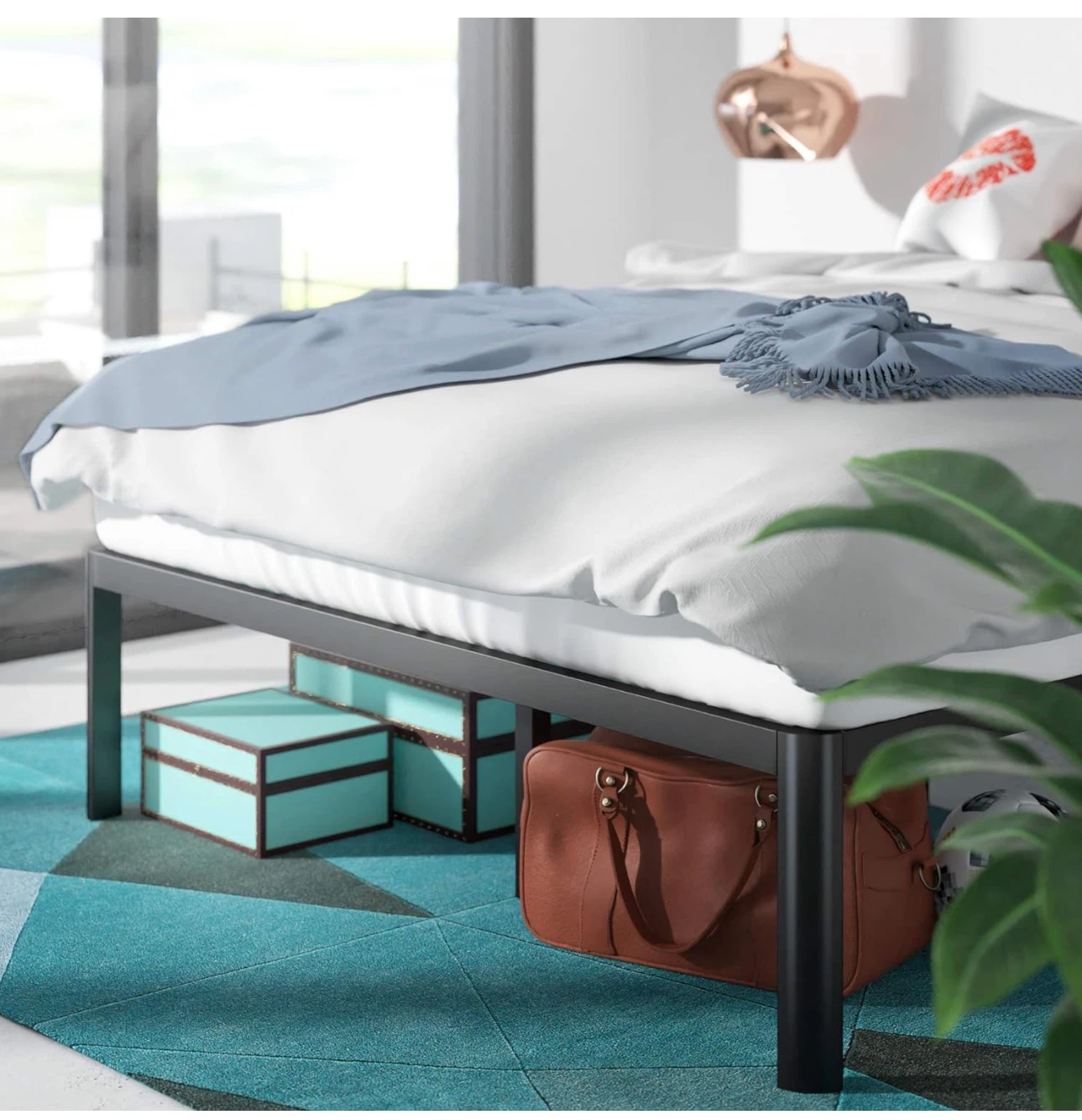 Metal queen bed frame- Underbed storage space - photo 5