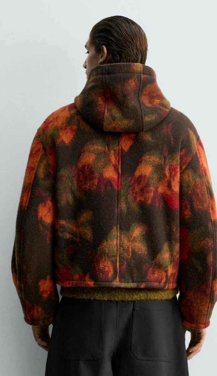 Zara Rare Floral Wool Blend Boxy Hooded Jacket Men's Large BNWT - photo 4