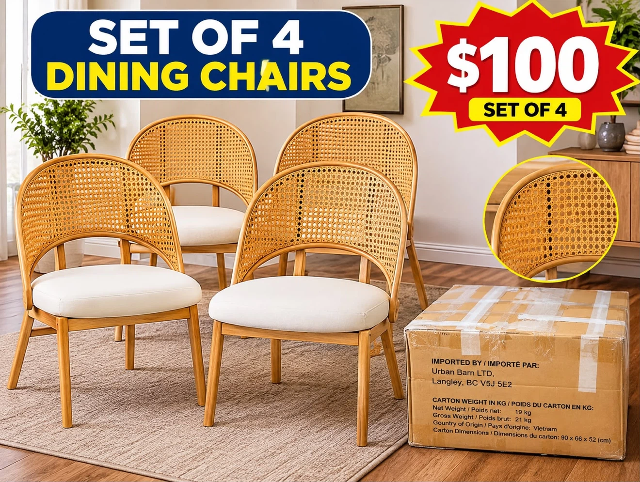 Set of 4 Urban Barn Dining Chairs