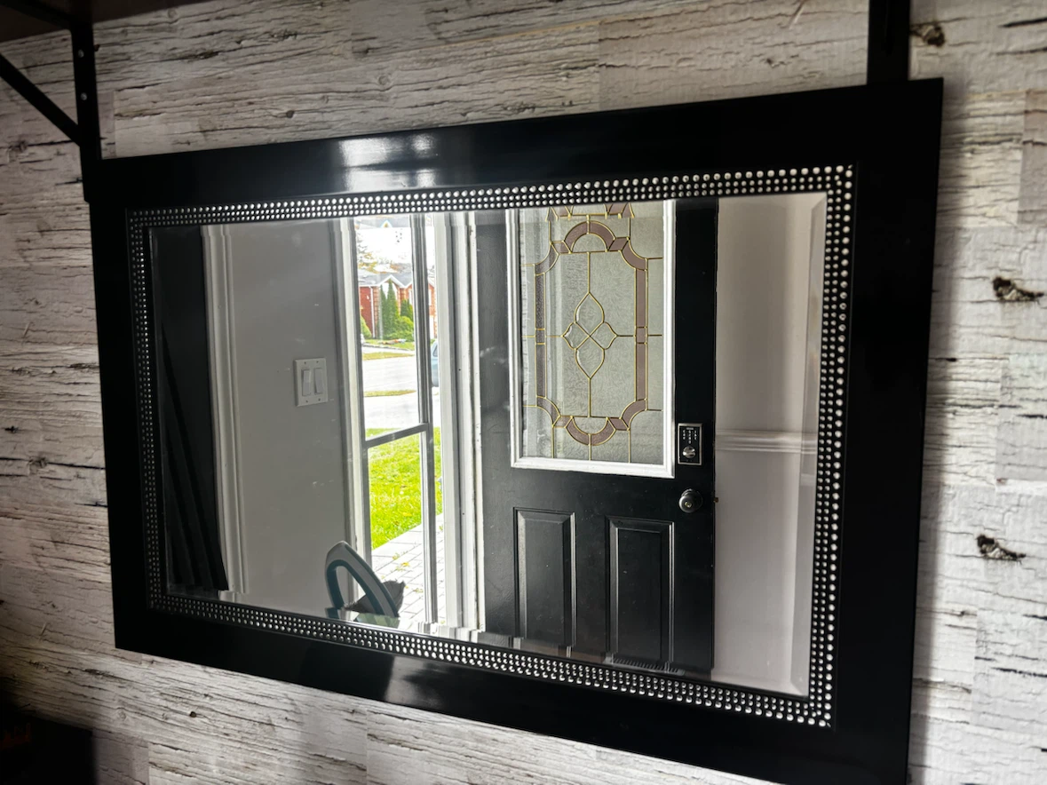 Black Framed Mirror with Bejewelled Detailing