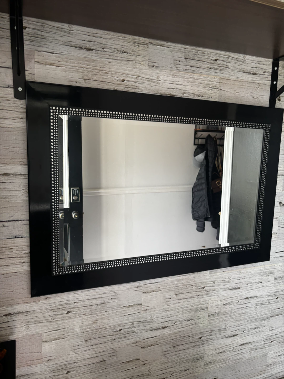 Black Framed Mirror with Bejewelled Detailing - photo 2